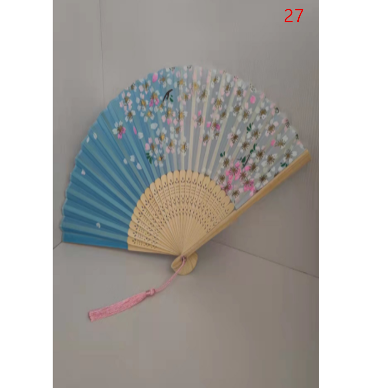 Retro Silk Style Folding Fan Chinese Japanese Art Craft Gift Home Decoration Ornament Dancing Fan Hand