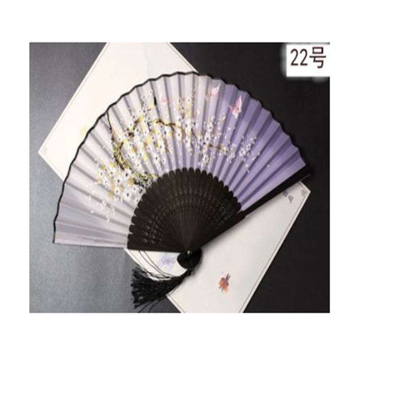 Retro Silk Style Folding Fan Chinese Japanese Art Craft Gift Home Decoration Ornament Dancing Fan Hand