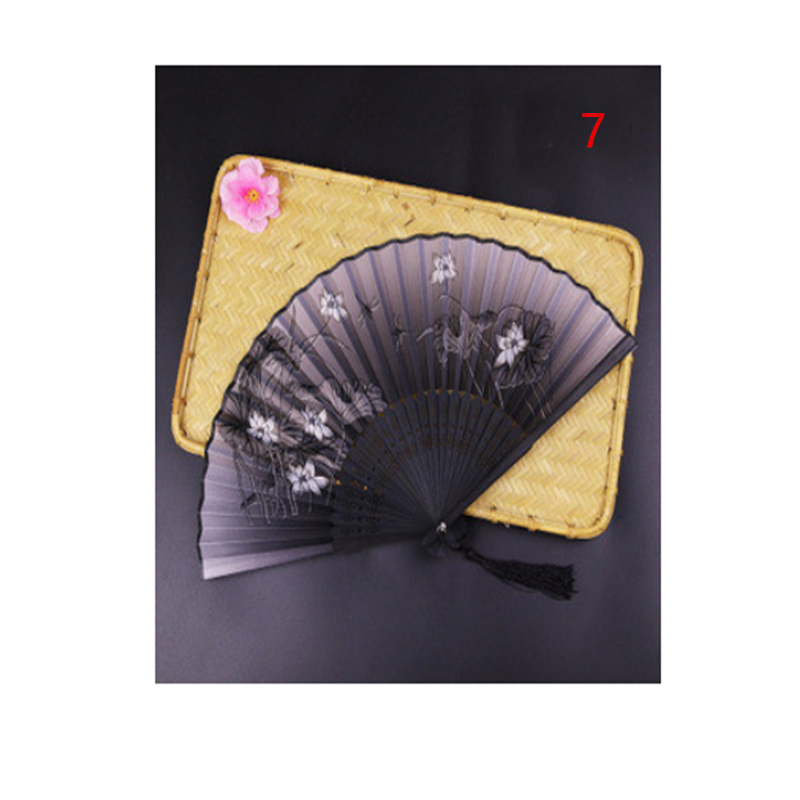 Retro Silk Style Folding Fan Chinese Japanese Art Craft Gift Home Decoration Ornament Dancing Fan Hand