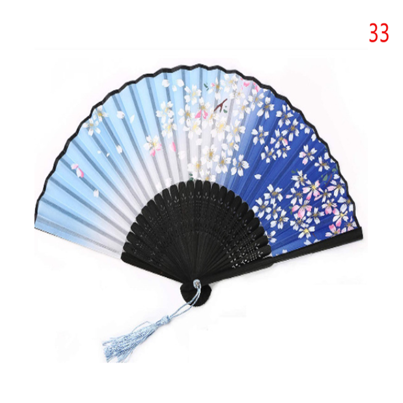 Retro Silk Style Folding Fan Chinese Japanese Art Craft Gift Home Decoration Ornament Dancing Fan Hand