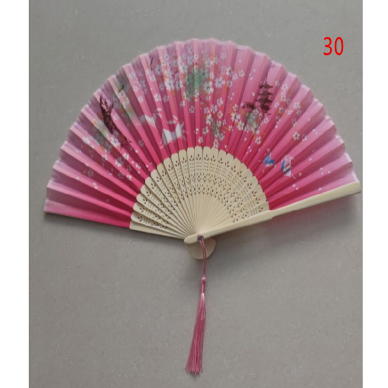 Retro Silk Style Folding Fan Chinese Japanese Art Craft Gift Home Decoration Ornament Dancing Fan Hand