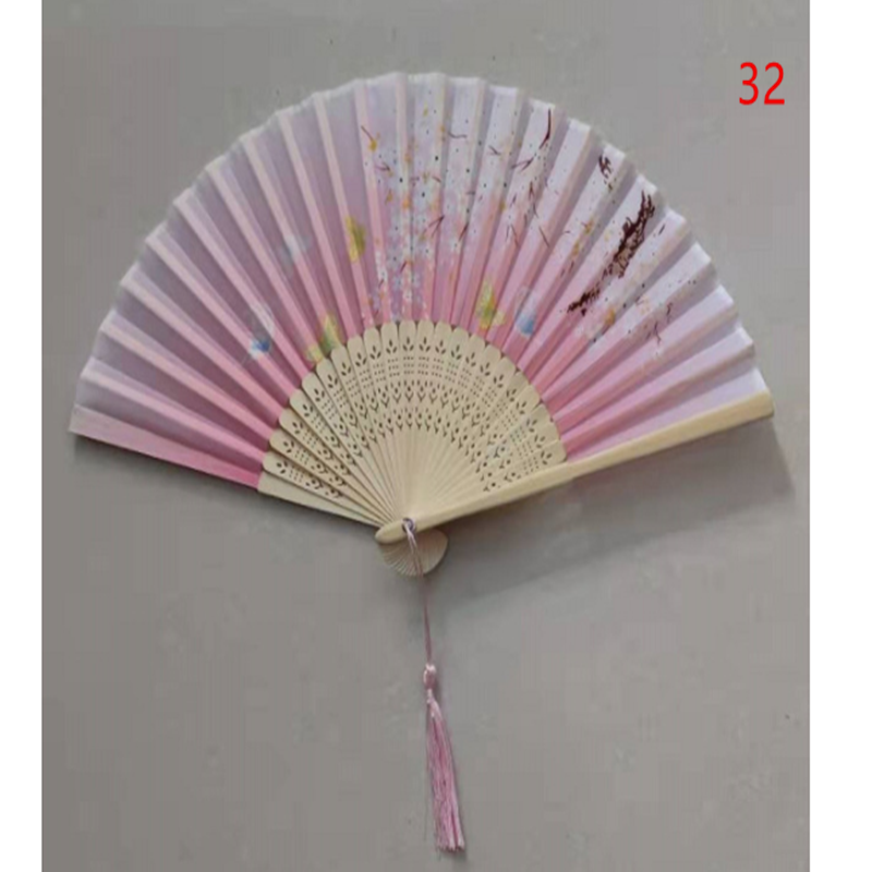 Retro Silk Style Folding Fan Chinese Japanese Art Craft Gift Home Decoration Ornament Dancing Fan Hand