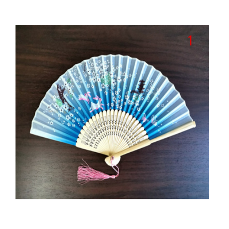Retro Silk Style Folding Fan Chinese Japanese Art Craft Gift Home Decoration Ornament Dancing Fan Hand