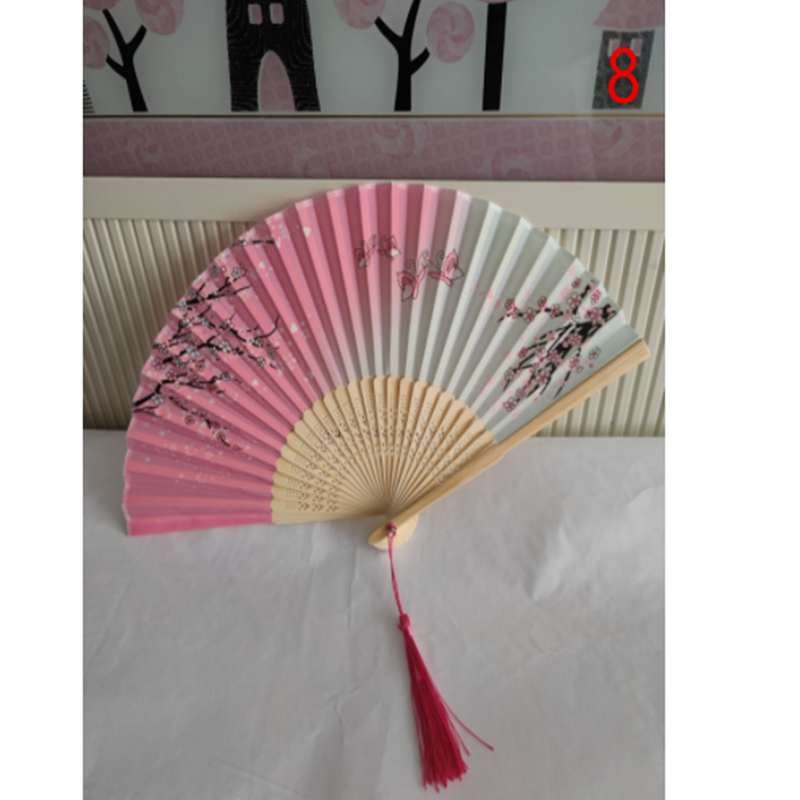Retro Silk Style Folding Fan Chinese Japanese Art Craft Gift Home Decoration Ornament Dancing Fan Hand