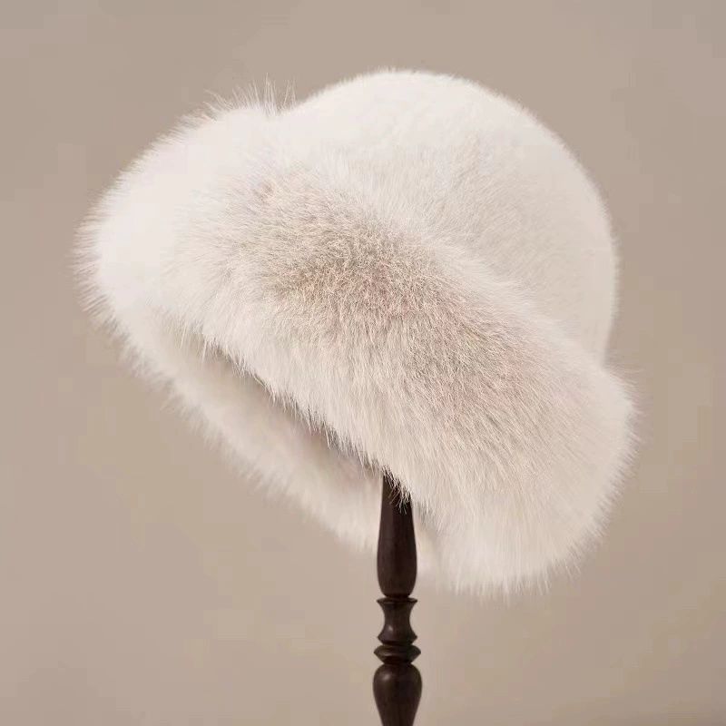 New Fluffy Fur Bucket Hat For Women Plush Fisherman Hat Warm Women's Winter Hat Thicken Cold Snowy Day Panama Cap Chrismas Gifts