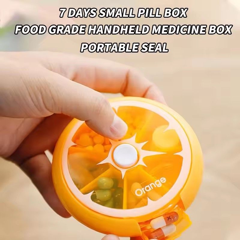 1 PC Outdoor Travel Pill Portable 7 Day Rotating Pill Case Medicine Box Pill Dispenser Vitamin Holder Round Candy Storage Cases T-76-9