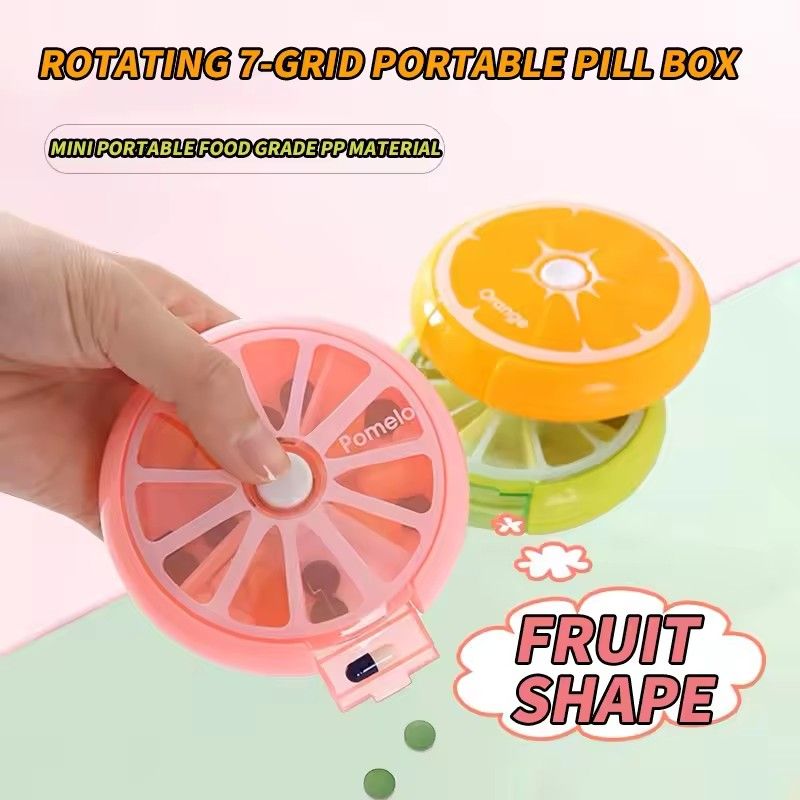 1 PC Outdoor Travel Pill Portable 7 Day Rotating Pill Case Medicine Box Pill Dispenser Vitamin Holder Round Candy Storage Cases T-76-9