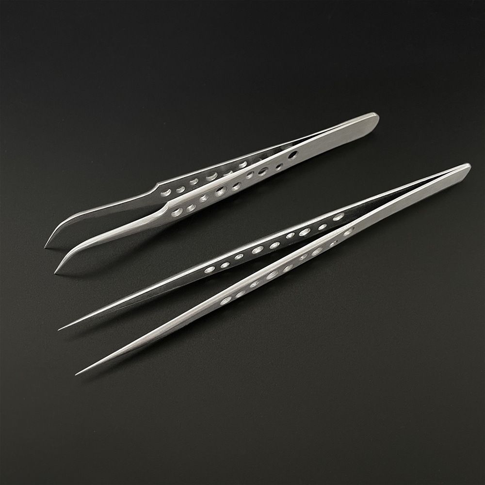 Electronics Industrial Tweezers Anti-static Curved Straight Tip Precision Stainless Forceps Phone Repair Hand Tools Sets B2-744