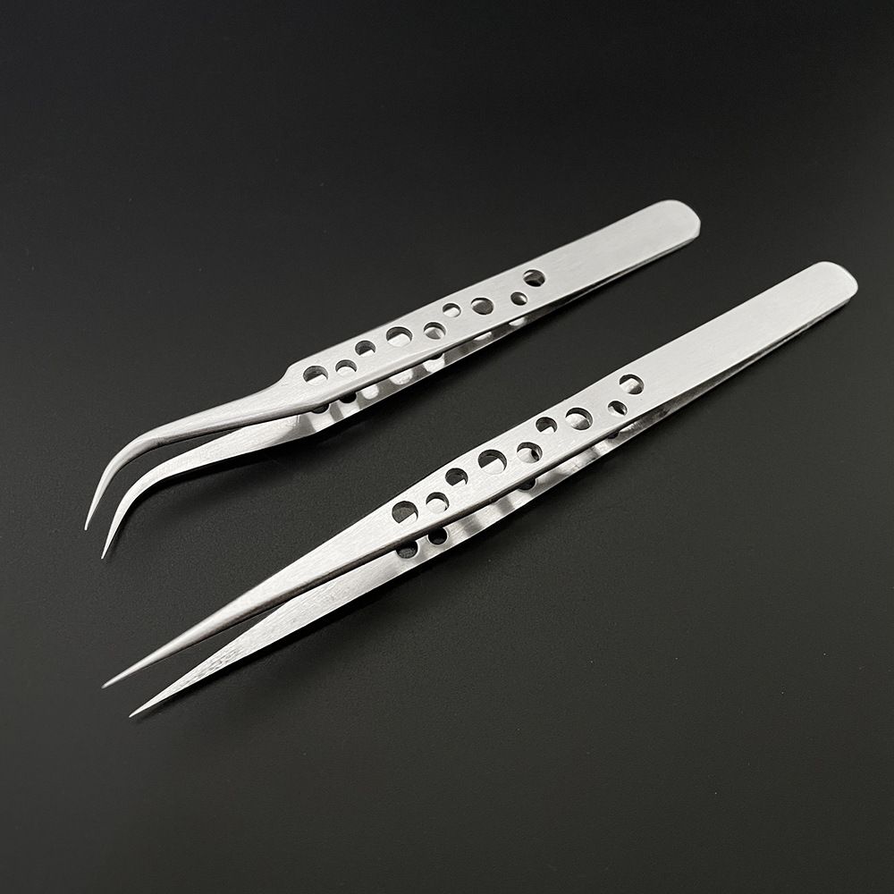 Electronics Industrial Tweezers Anti-static Curved Straight Tip Precision Stainless Forceps Phone Repair Hand Tools Sets B2-744
