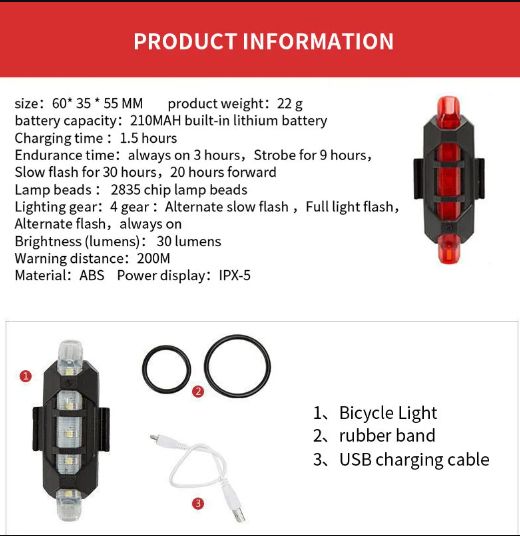 X-Tiger Bicycle Rear Light LED Safety Warning Cycling Portable Light Waterproof bike accessories Bike Taillight Bicycle Light E-577