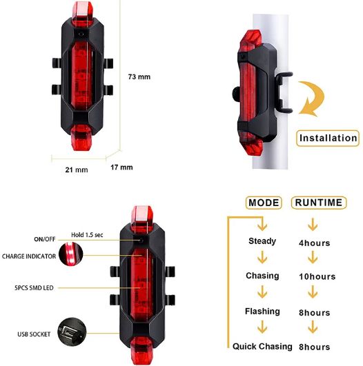 X-Tiger Bicycle Rear Light LED Safety Warning Cycling Portable Light Waterproof bike accessories Bike Taillight Bicycle Light E-577