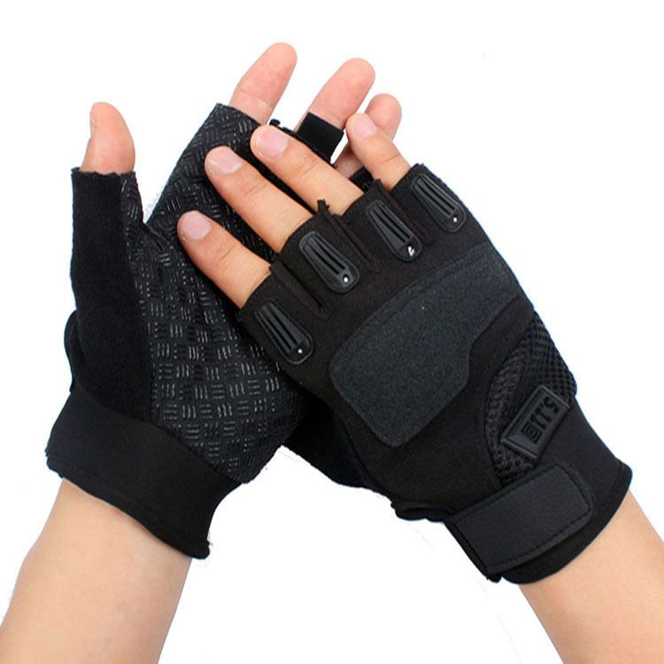 Sports Fitness Non-slip Wearable Half Finger Gloves Outdoor Riding Handmade Protective Gloves O-4-10