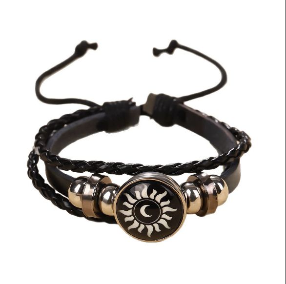 1PC   2025 New Sun and Moon Couple Bracelet with Night Light Black Weaving Romantic Bracelet Friend Birthday GiftA-2156