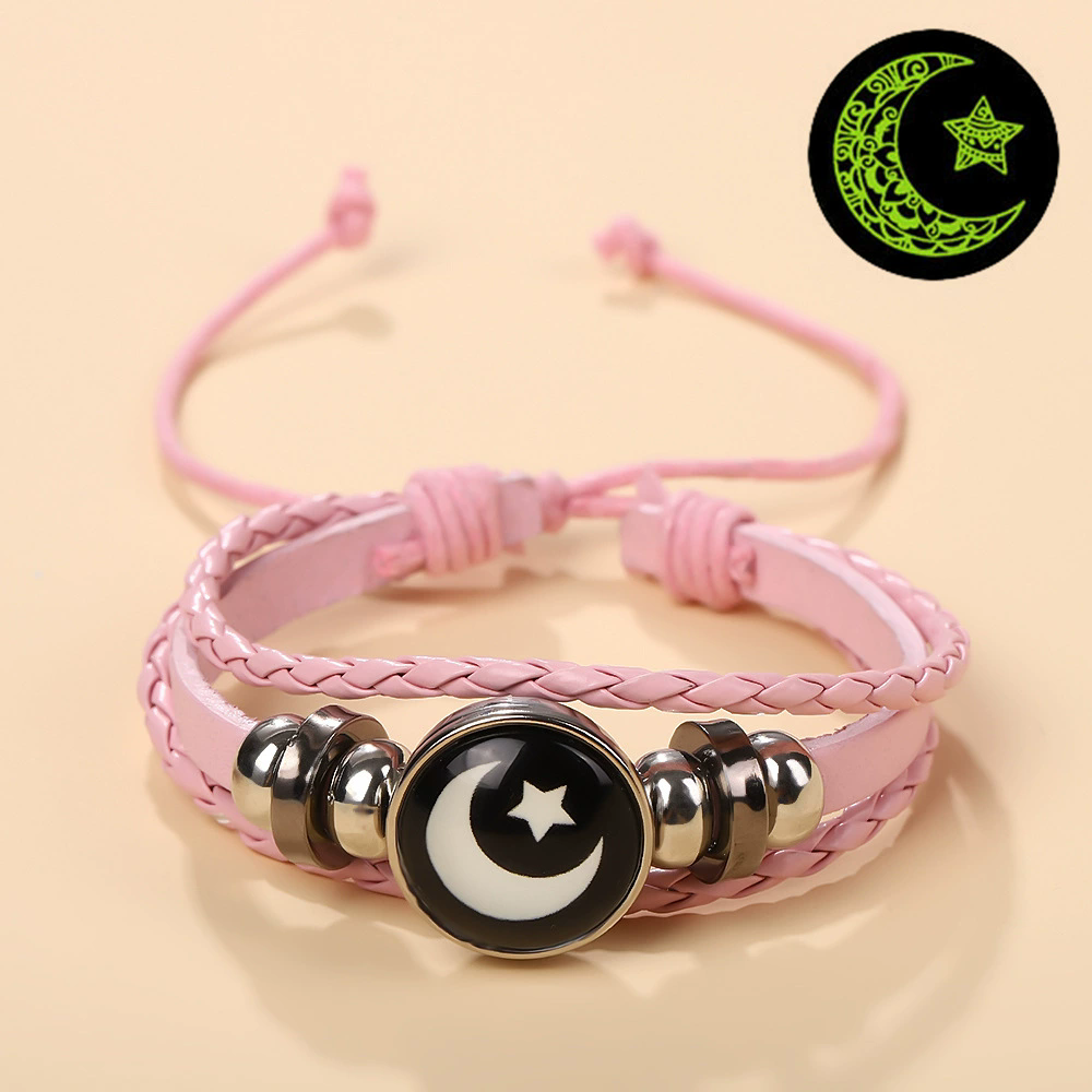 1PC   2025 New Sun and Moon Couple Bracelet with Night Light Black Weaving Romantic Bracelet Friend Birthday GiftA-2156