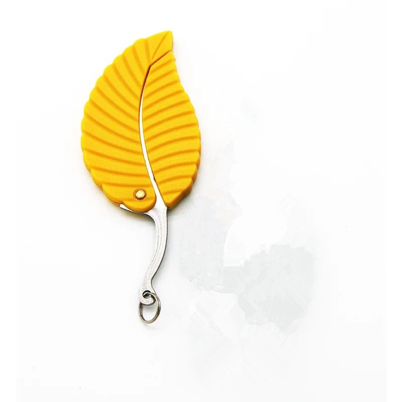 Creative Leaf Folding Pocket Knife Self Defense Kitchen Fruit Peeler Portable Mini Keychain Cut Paring Outdoor Camping Knife C-493