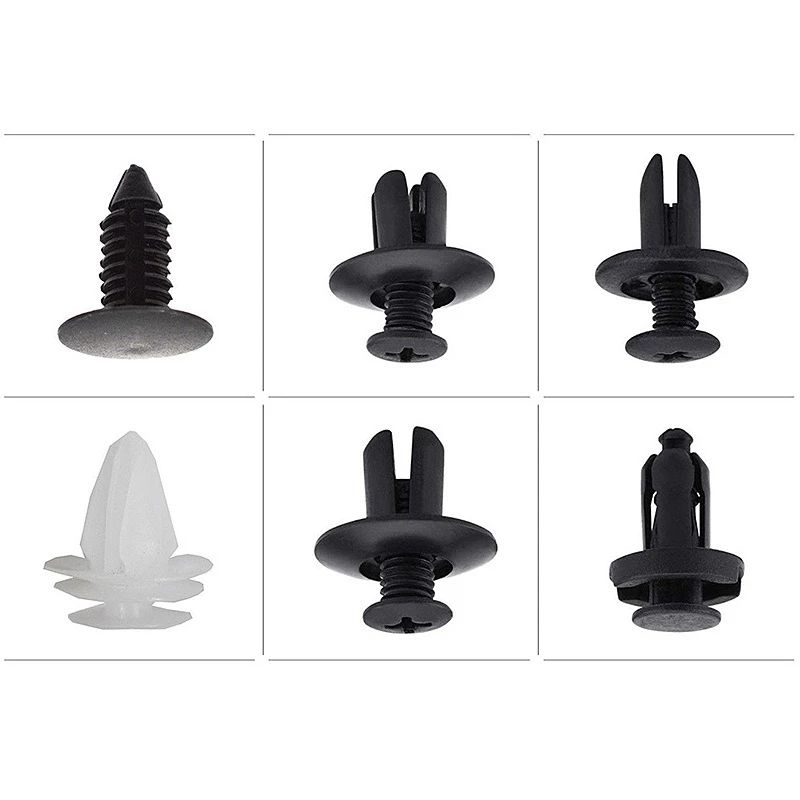 6 Size 100pcs Auto Fastener Car Clips Mixed Body Push Retainer Pin Rivet Bumper Door Trim Panel Retainer Fastener Kit E-1129