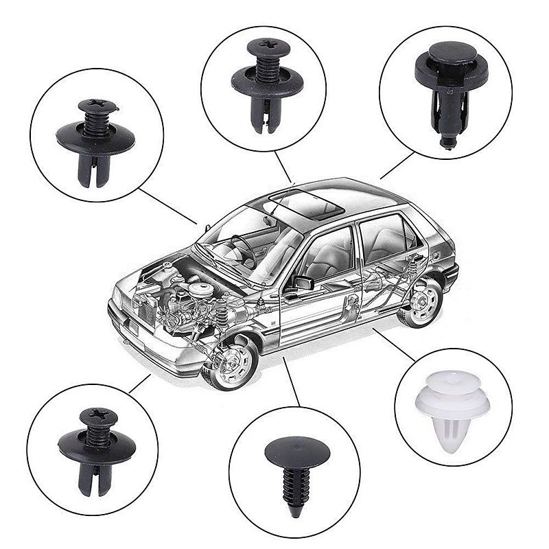 6 Size 100pcs Auto Fastener Car Clips Mixed Body Push Retainer Pin Rivet Bumper Door Trim Panel Retainer Fastener Kit E-1129