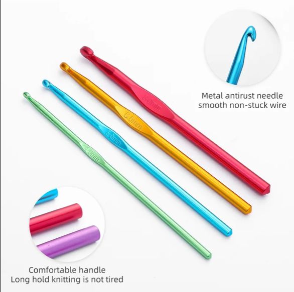 Colorful Aluminum12pcs Oxidized Crochet Hook Set Wool Knitting Tools Aluminum Crochet Hooks Knitting NeedlesC-535
