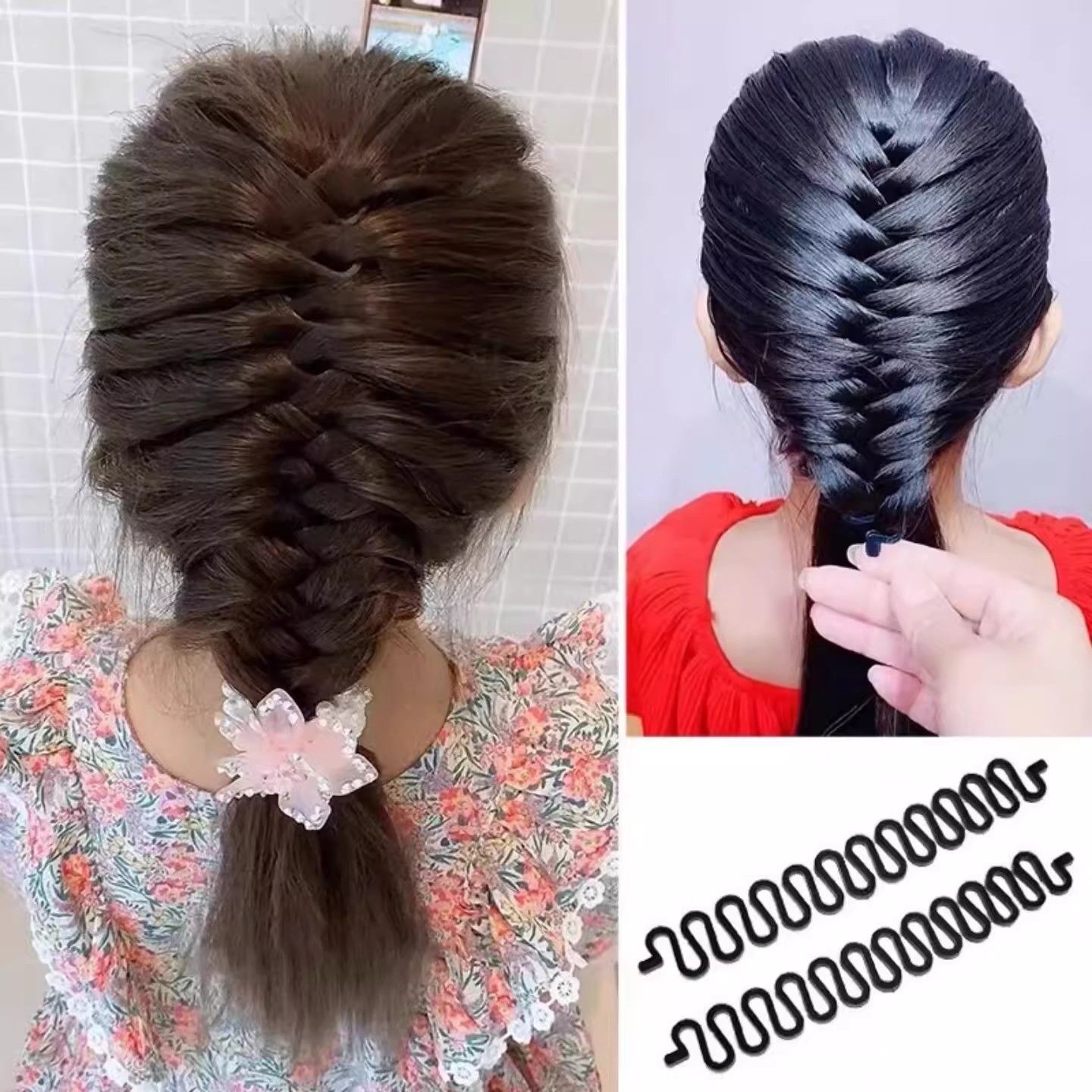 10PCS Women Hair Braid Tool Holder Clip Wave Hair Braiding Tool Weave Hair Braider Roller Hair Twist Styling Tool DIY Accessories