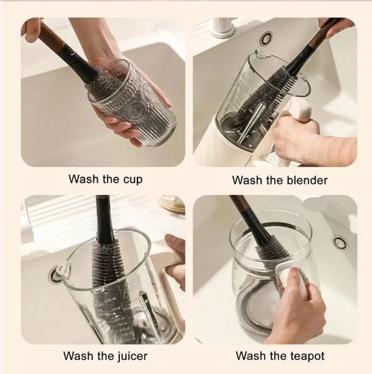 1PC 2 In 1 Milk Bottle Brush Cup Scrubber Glass Cleaner Kitchen Cleaning Tool Long Handle Drink Bottle Glass Cup Cleaning Brush