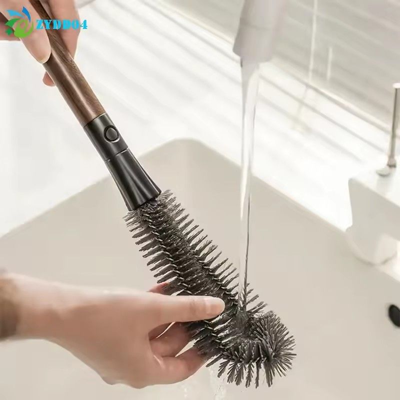 1PC 2 In 1 Milk Bottle Brush Cup Scrubber Glass Cleaner Kitchen Cleaning Tool Long Handle Drink Bottle Glass Cup Cleaning Brush