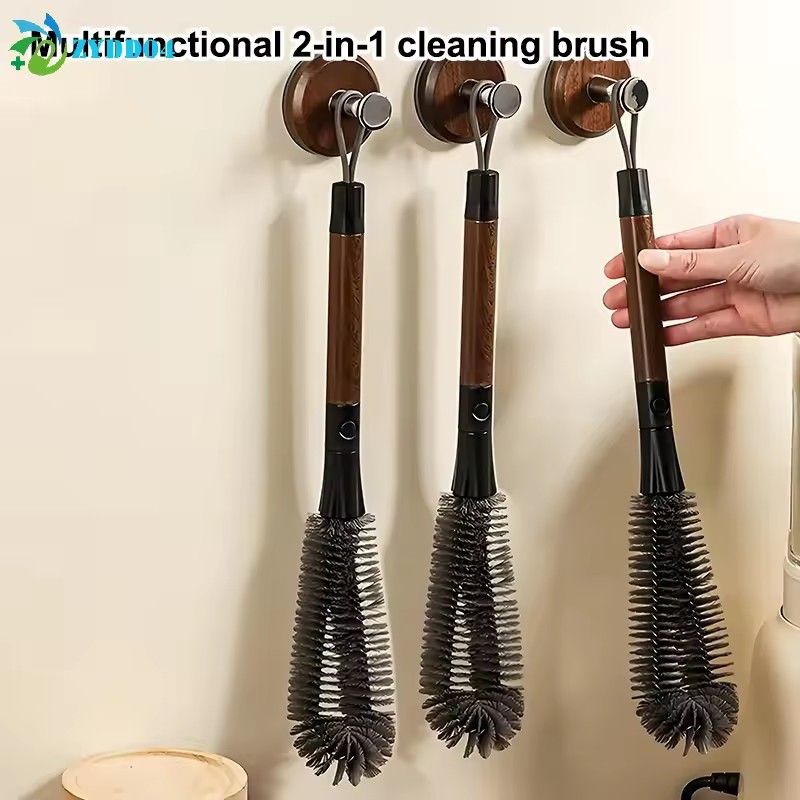 1PC 2 In 1 Milk Bottle Brush Cup Scrubber Glass Cleaner Kitchen Cleaning Tool Long Handle Drink Bottle Glass Cup Cleaning Brush