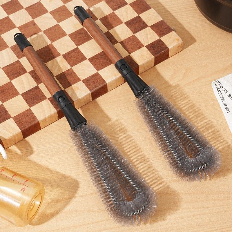 1PC 2 In 1 Milk Bottle Brush Cup Scrubber Glass Cleaner Kitchen Cleaning Tool Long Handle Drink Bottle Glass Cup Cleaning Brush