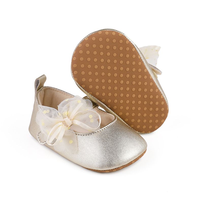 1Pair Newborn Baby Flats Princess Flower Girls Shoes PU Leather Non-Slip Adorable Wedding Party Toddler Shoes 0-18 Months