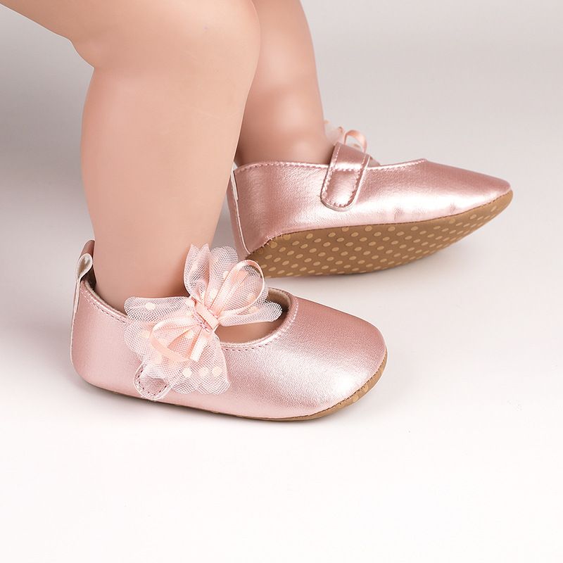 1Pair Newborn Baby Flats Princess Flower Girls Shoes PU Leather Non-Slip Adorable Wedding Party Toddler Shoes 0-18 Months