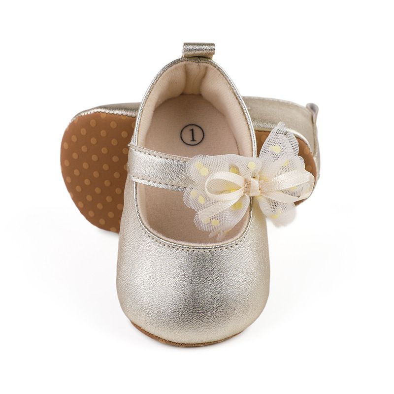 1Pair Newborn Baby Flats Princess Flower Girls Shoes PU Leather Non-Slip Adorable Wedding Party Toddler Shoes 0-18 Months