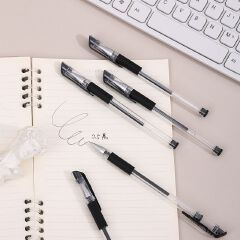12-piece pack/6-piece pack of neutral pens, student ballpoint pens, water-based carbon black pens, 0.5mm round ballpoint pens, for office work and practice.