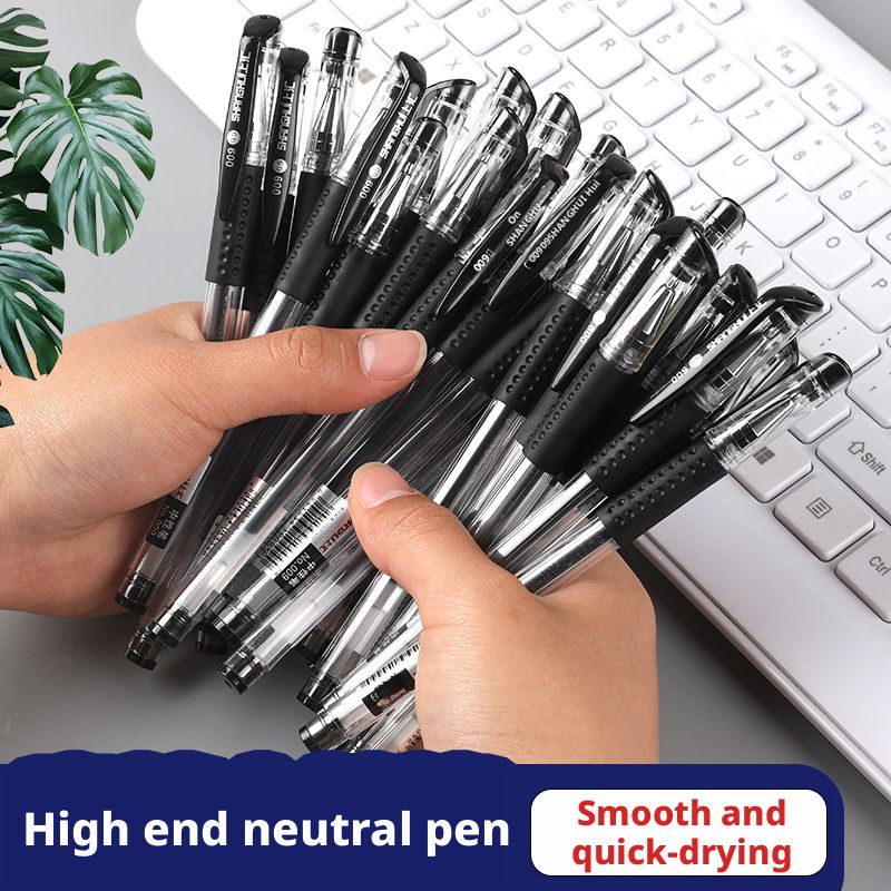 12-piece pack/6-piece pack of neutral pens, student ballpoint pens, water-based carbon black pens, 0.5mm round ballpoint pens, for office work and practice.