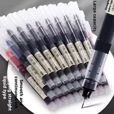 6-piece/12-piece pack direct-liquid gel pens for students, smooth writing, super easy to use, super long writing time, quick-drying, black, red, and blue inks for signatures, practice, and office use.