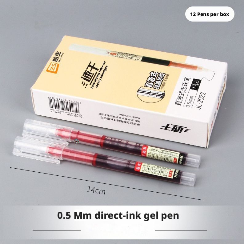 6-piece/12-piece pack direct-liquid gel pens for students, smooth writing, super easy to use, super long writing time, quick-drying, black, red, and blue inks for signatures, practice, and office use.