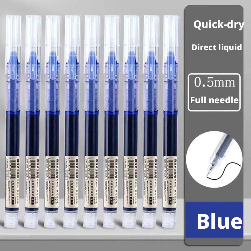 6-piece/12-piece pack direct-liquid gel pens for students, smooth writing, super easy to use, super long writing time, quick-drying, black, red, and blue inks for signatures, practice, and office use.