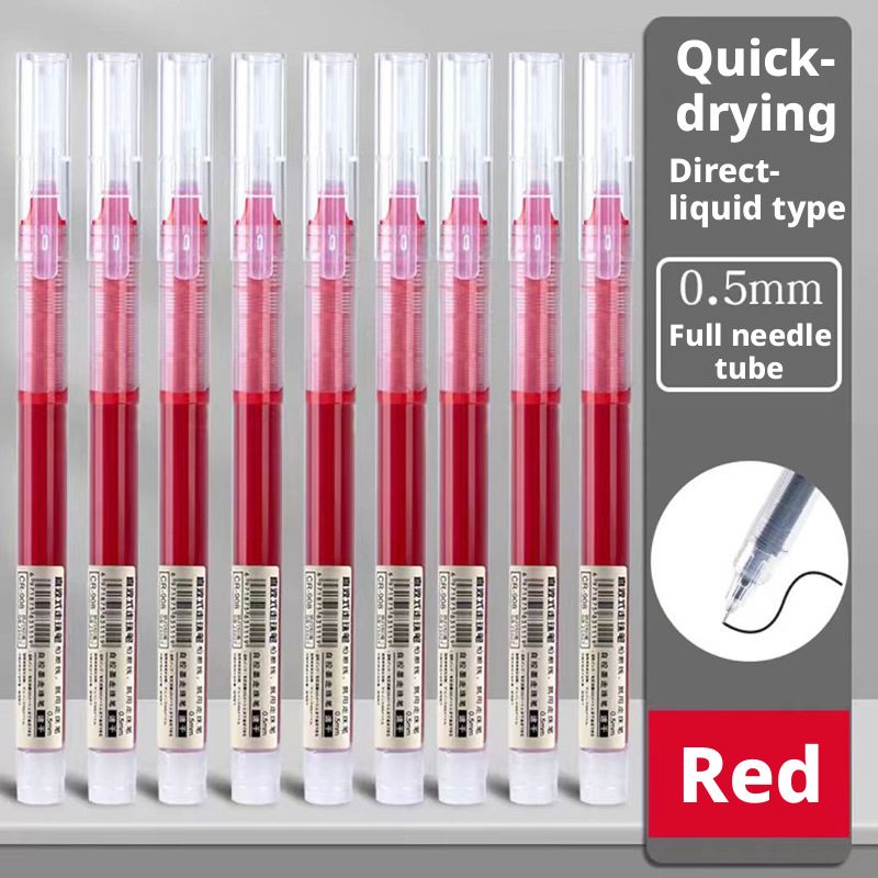 6-piece/12-piece pack direct-liquid gel pens for students, smooth writing, super easy to use, super long writing time, quick-drying, black, red, and blue inks for signatures, practice, and office use.