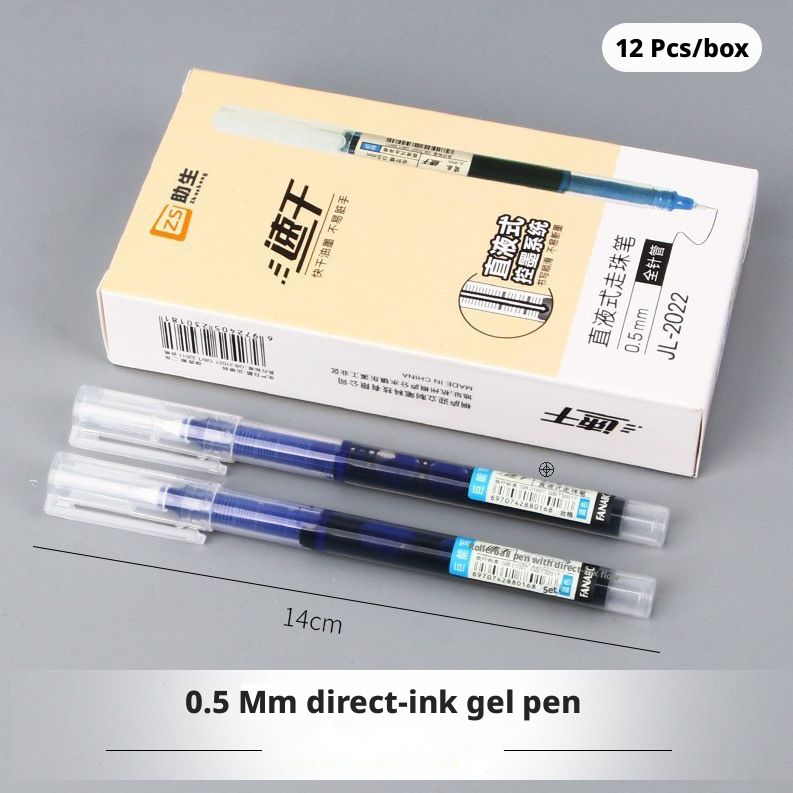 6-piece/12-piece pack direct-liquid gel pens for students, smooth writing, super easy to use, super long writing time, quick-drying, black, red, and blue inks for signatures, practice, and office use.