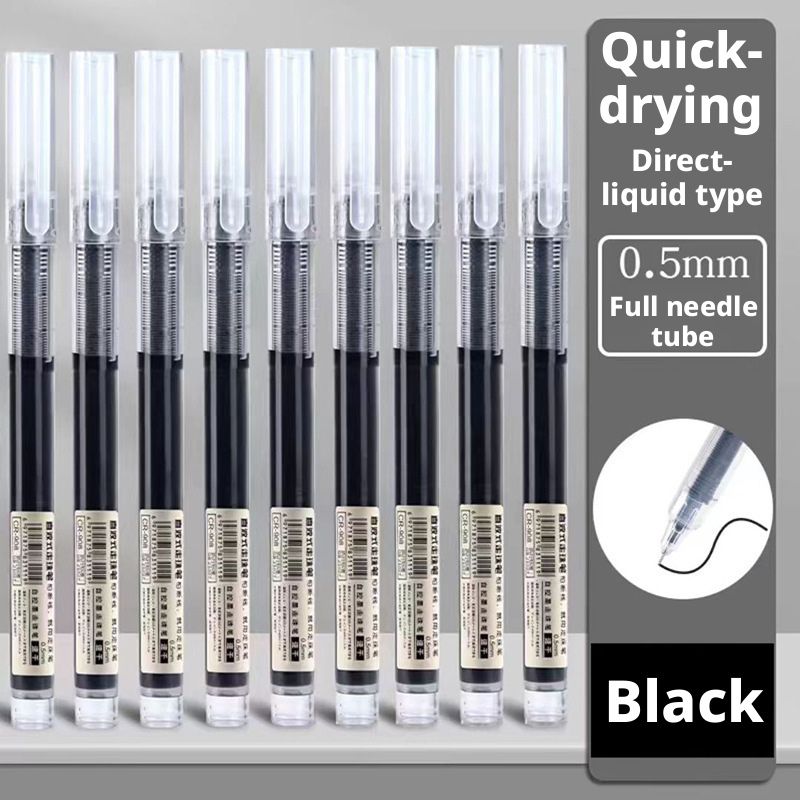 6-piece/12-piece pack direct-liquid gel pens for students, smooth writing, super easy to use, super long writing time, quick-drying, black, red, and blue inks for signatures, practice, and office use.