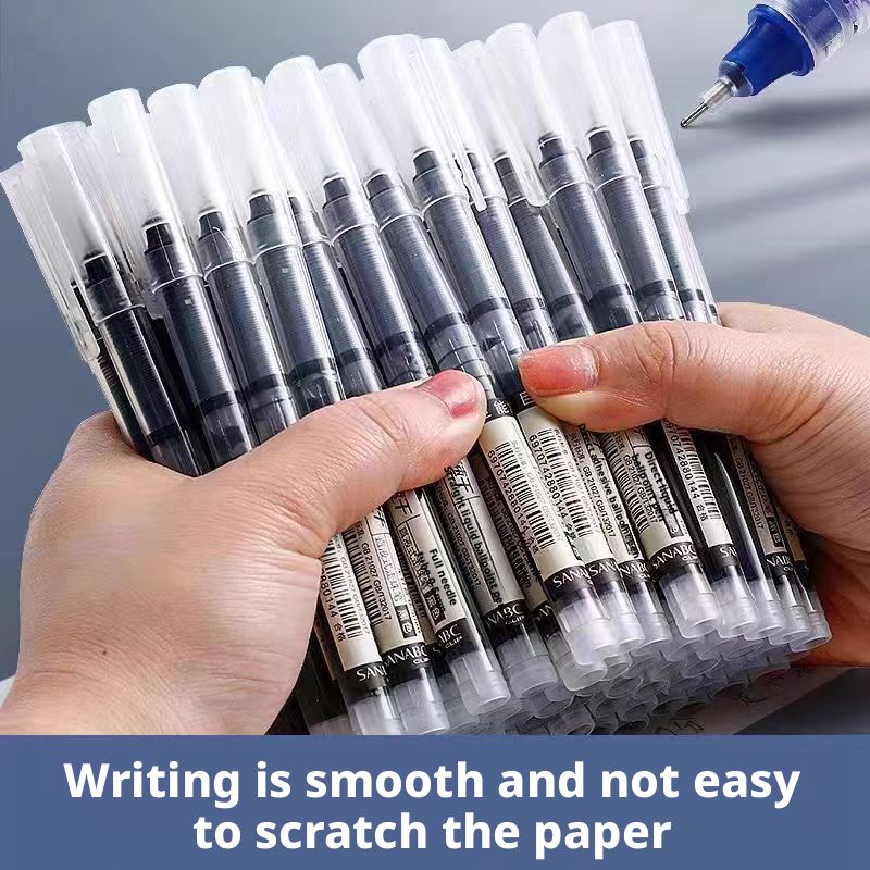6-piece/12-piece pack direct-liquid gel pens for students, smooth writing, super easy to use, super long writing time, quick-drying, black, red, and blue inks for signatures, practice, and office use.