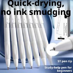5-pack of quick-drying, white ballpoint pen/signature pen/black pen - high-quality and stylish.