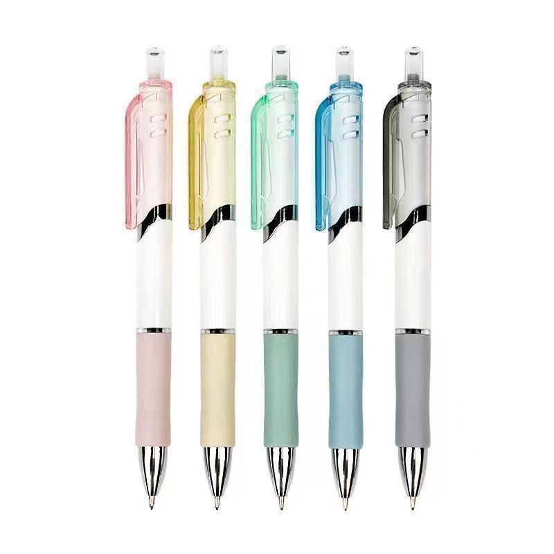 5-Pack "Jelly" Retractable Gel Pens — Stylish, High-Aesthetic Design | 0.5mm Bullet-Tip Black Ink Pens | Ideal for Students, Office Use, and Signing