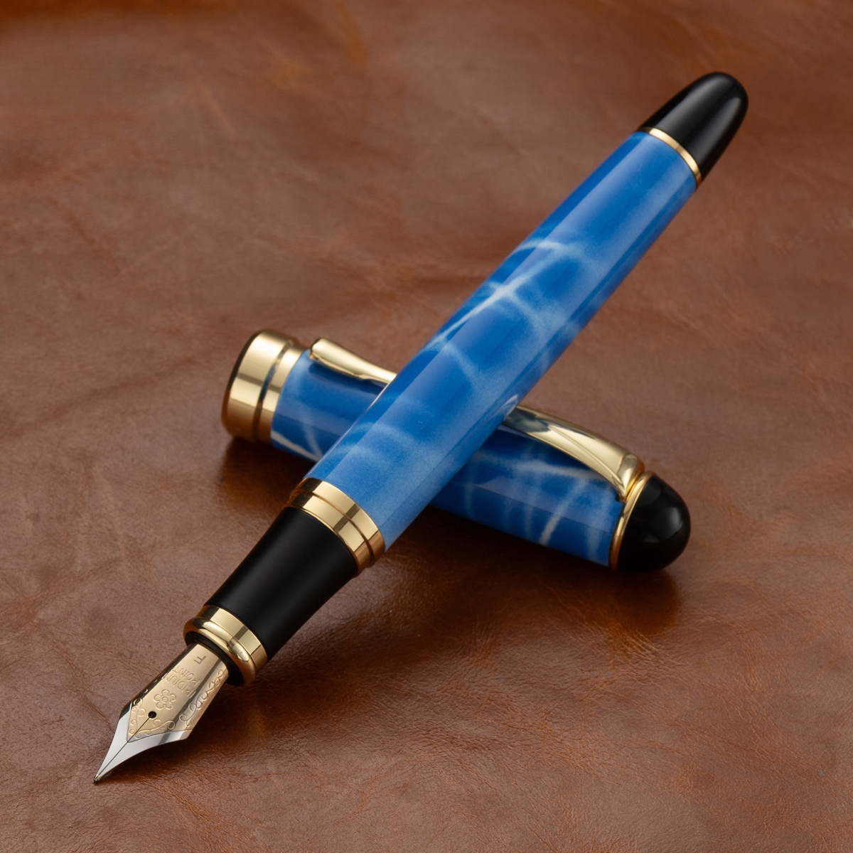 All-Metal, Substantial-Feel Calligraphy Fountain Pen for Adults — Cartridge-Compatible, #35 Two-Tone Open Nib — Birthday Gift