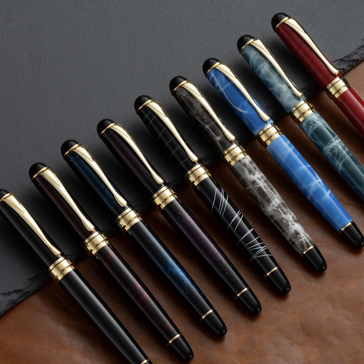 All-Metal, Substantial-Feel Calligraphy Fountain Pen for Adults — Cartridge-Compatible, #35 Two-Tone Open Nib — Birthday Gift