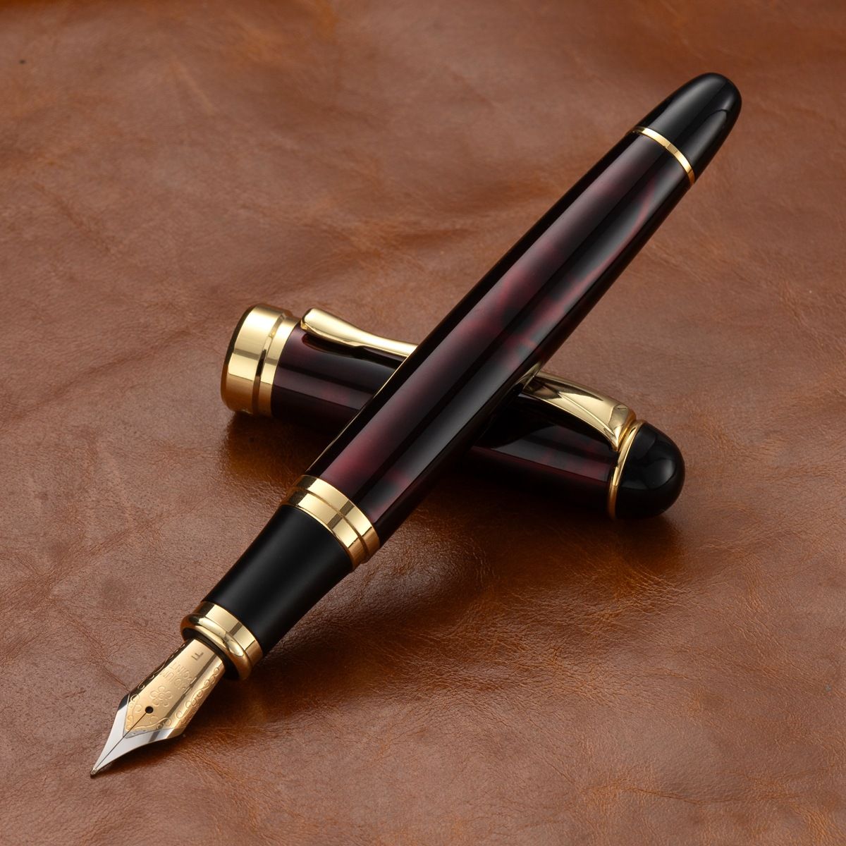 All-Metal, Substantial-Feel Calligraphy Fountain Pen for Adults — Cartridge-Compatible, #35 Two-Tone Open Nib — Birthday Gift