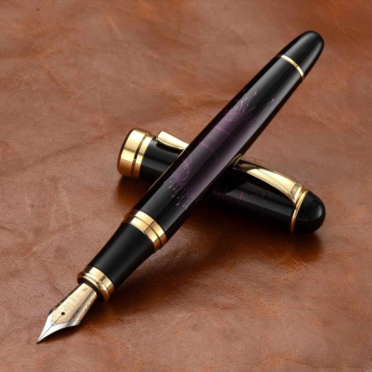 All-Metal, Substantial-Feel Calligraphy Fountain Pen for Adults — Cartridge-Compatible, #35 Two-Tone Open Nib — Birthday Gift