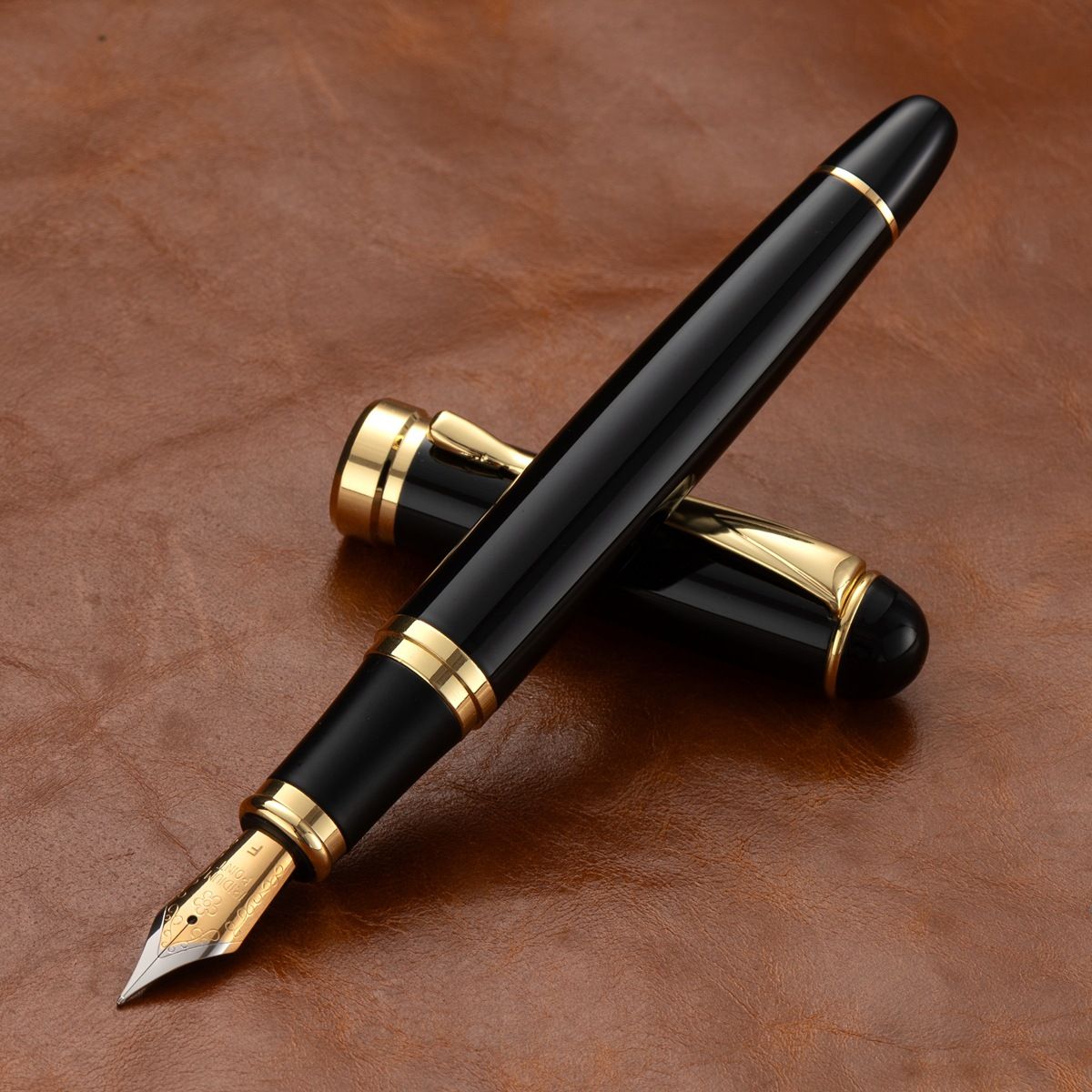 All-Metal, Substantial-Feel Calligraphy Fountain Pen for Adults — Cartridge-Compatible, #35 Two-Tone Open Nib — Birthday Gift