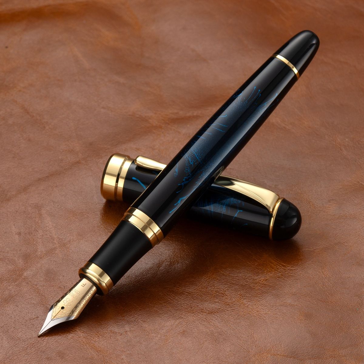 All-Metal, Substantial-Feel Calligraphy Fountain Pen for Adults — Cartridge-Compatible, #35 Two-Tone Open Nib — Birthday Gift