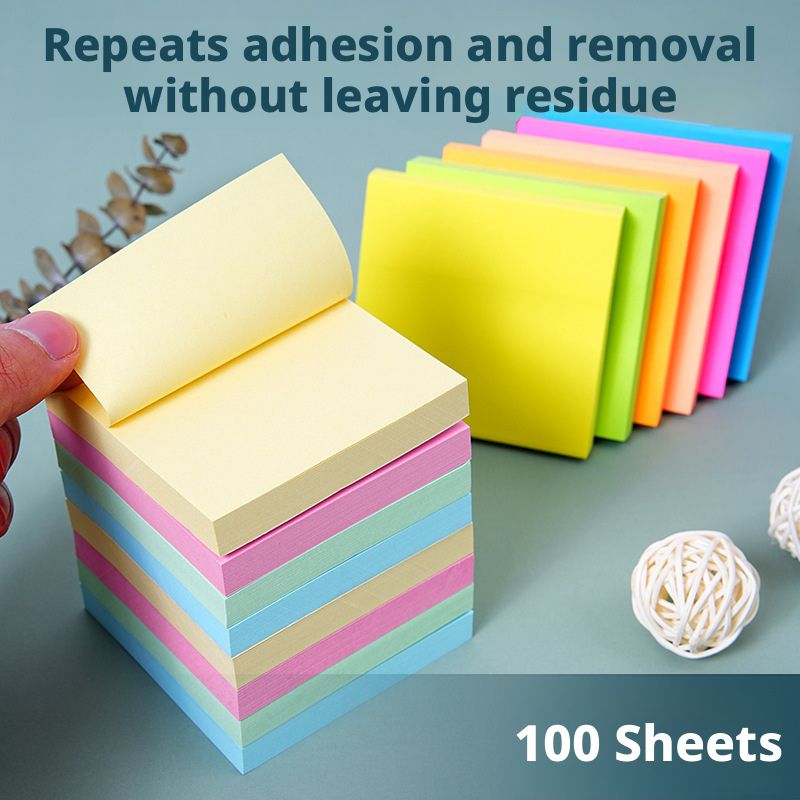 100-sheet, 200-sheet, 300-sheet colorful sticky notes, cute and creative memo pads, office stationery, notepads, tear-off student message sticky notes.