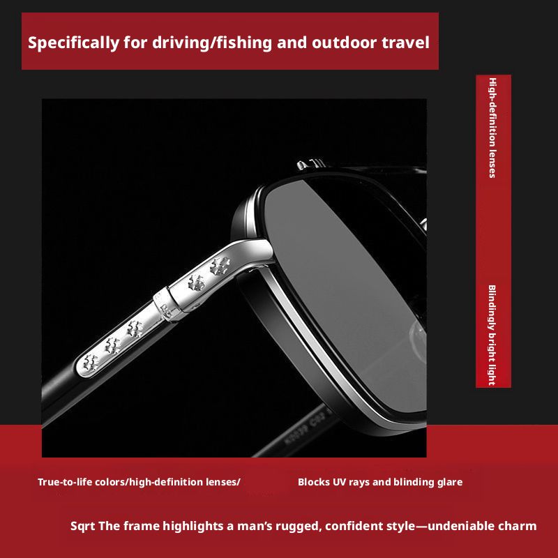 Men's Sunglasses — Stylish & Premium Eyewear for Driving, UV Protection, and Fishing — Bold "Chrome Hearts" Style