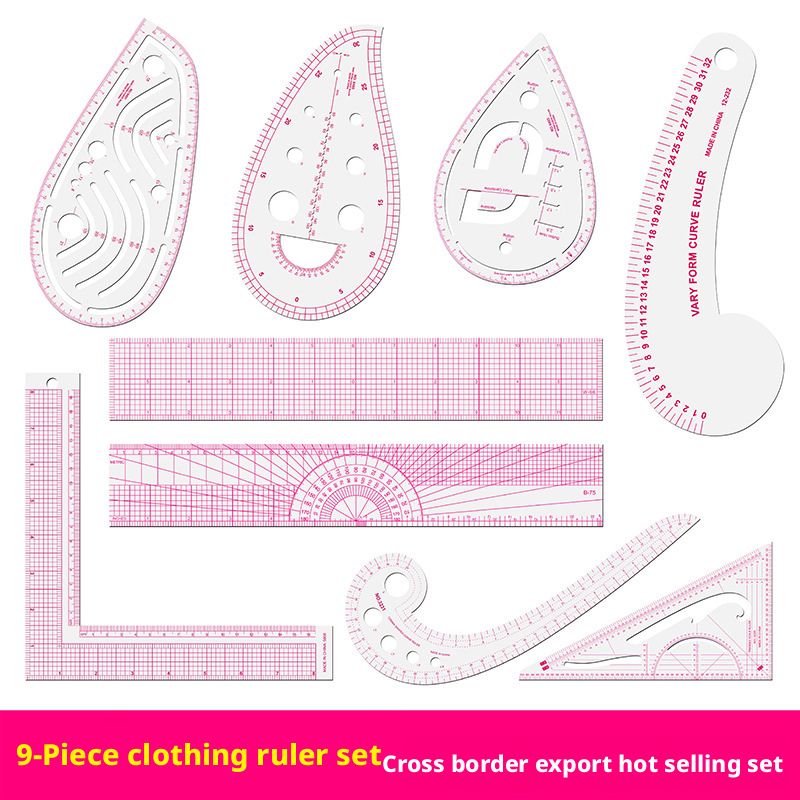 Garment Pattern Drafting, Grading, and Sewing Ruler Set — African Market Exclusive (English Markings) — Best-Selling — Factory-Direct Sales